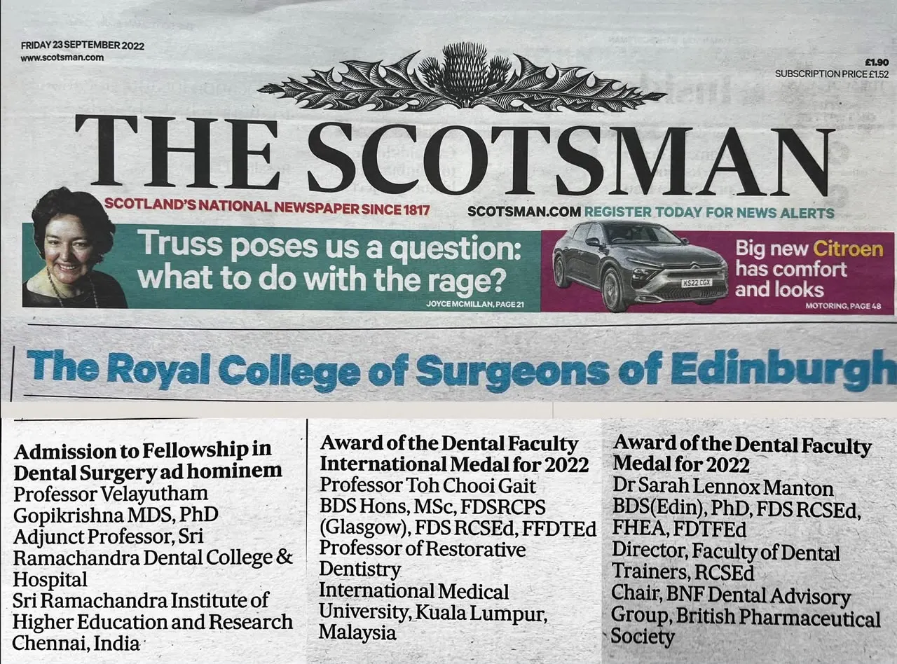 The Scotsman: Royal College of Surgeons of Edinburgh Fellowship admission